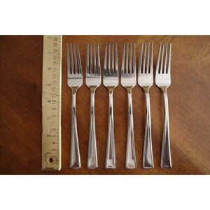 Lot 6x Oneida NOBLE SALAD FORKS 7.2" Stainless Glossy Beveled Outline Silverware